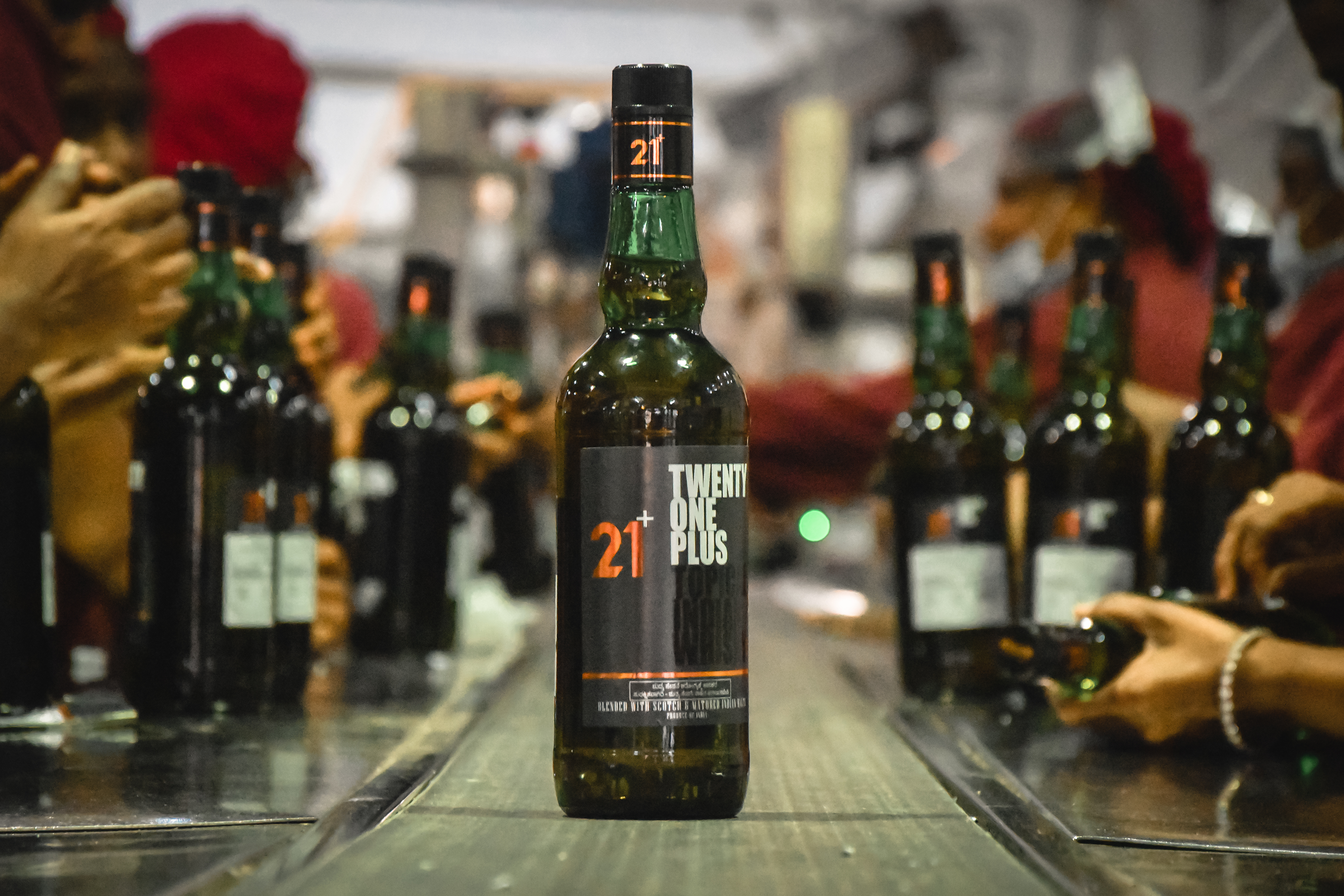 Bottle on the assembly line